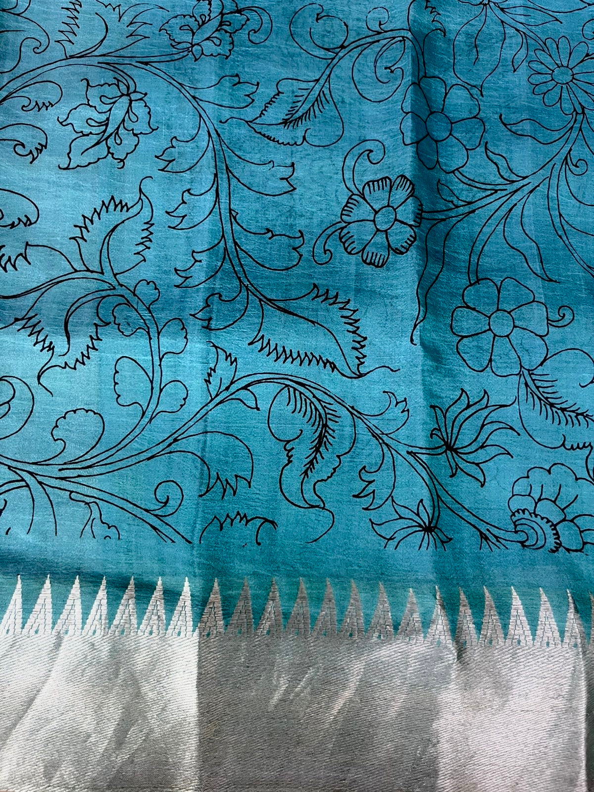 Reverse technique penkalamkari saree