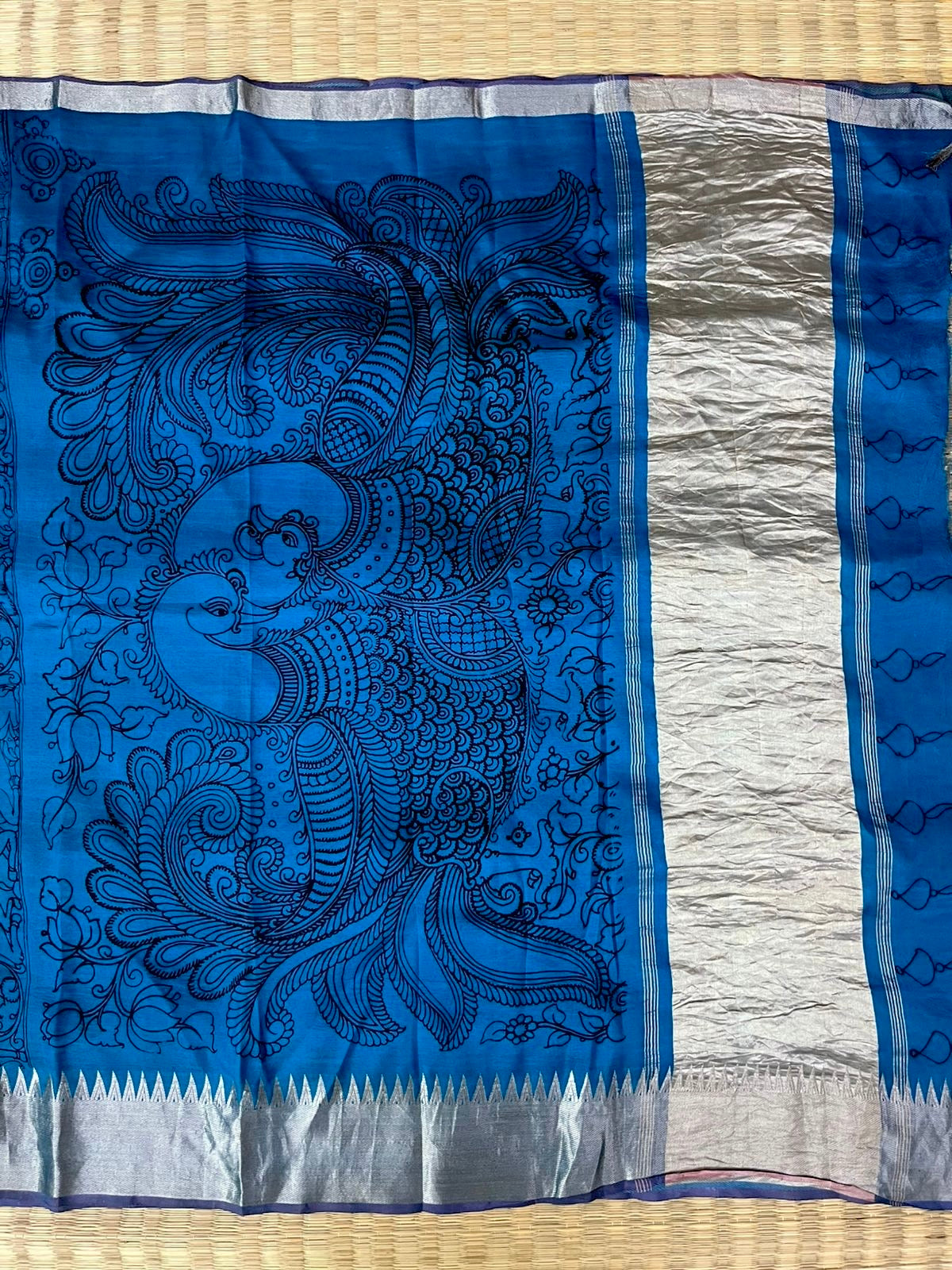 Reverse technique penkalamkari saree