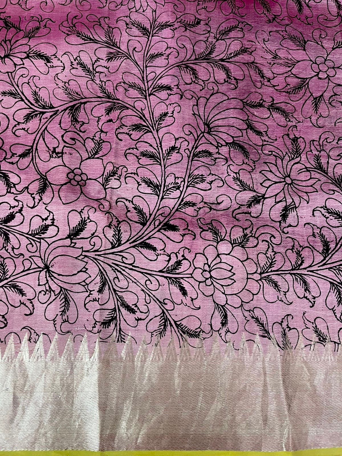 Reverse technique penkalamkari saree