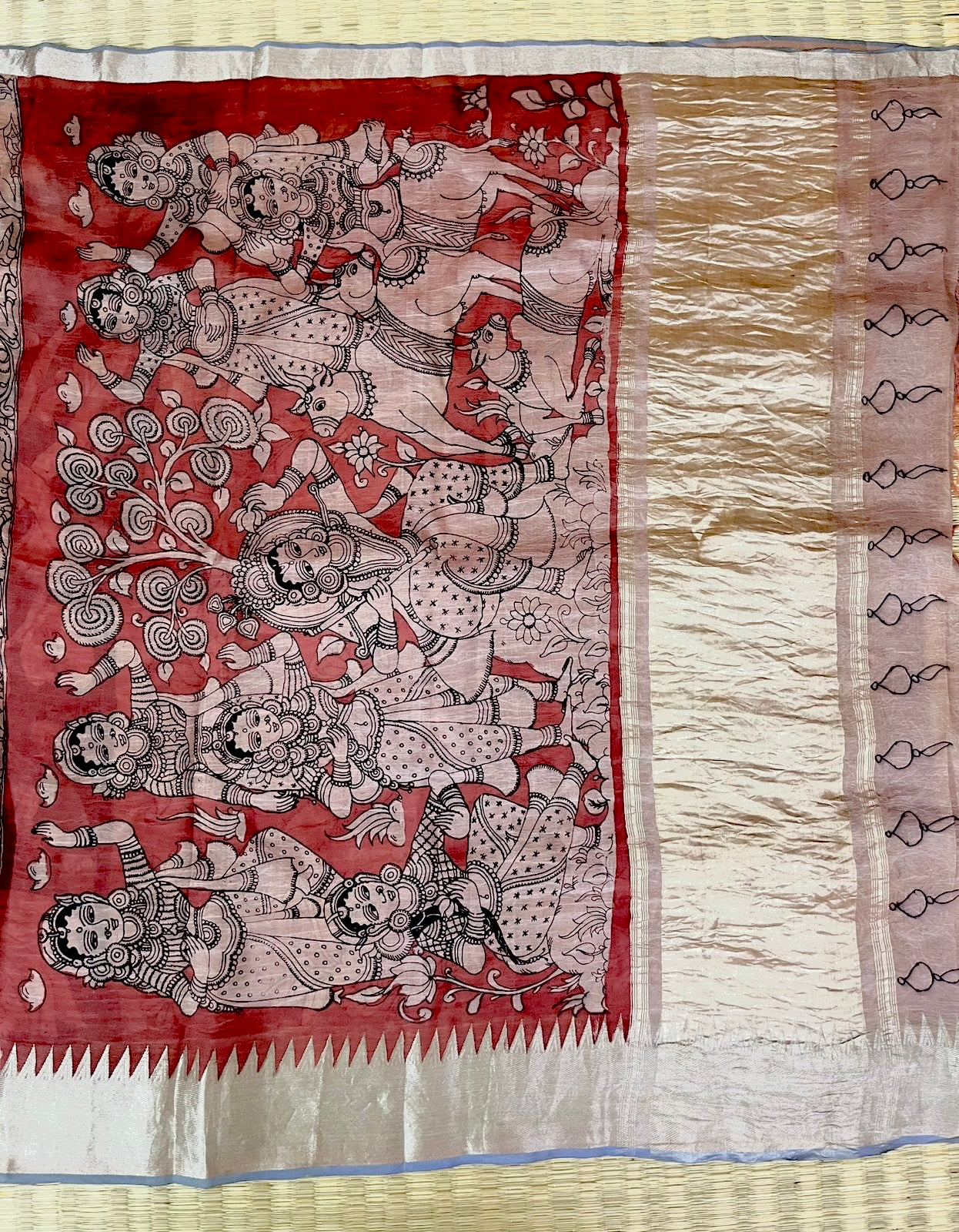 Reverse technique penkalamkari saree
