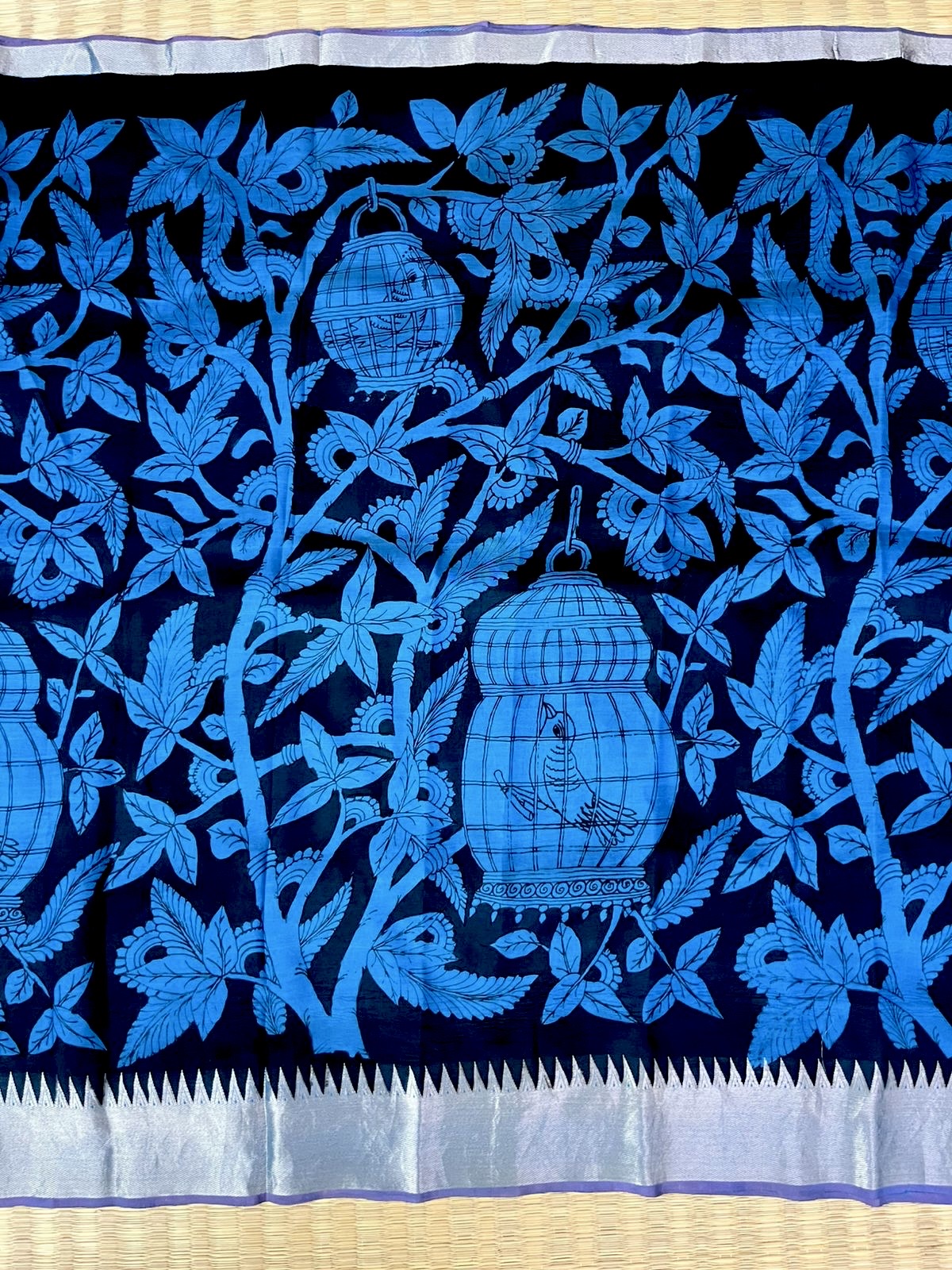 Reverse technique penkalamkari saree