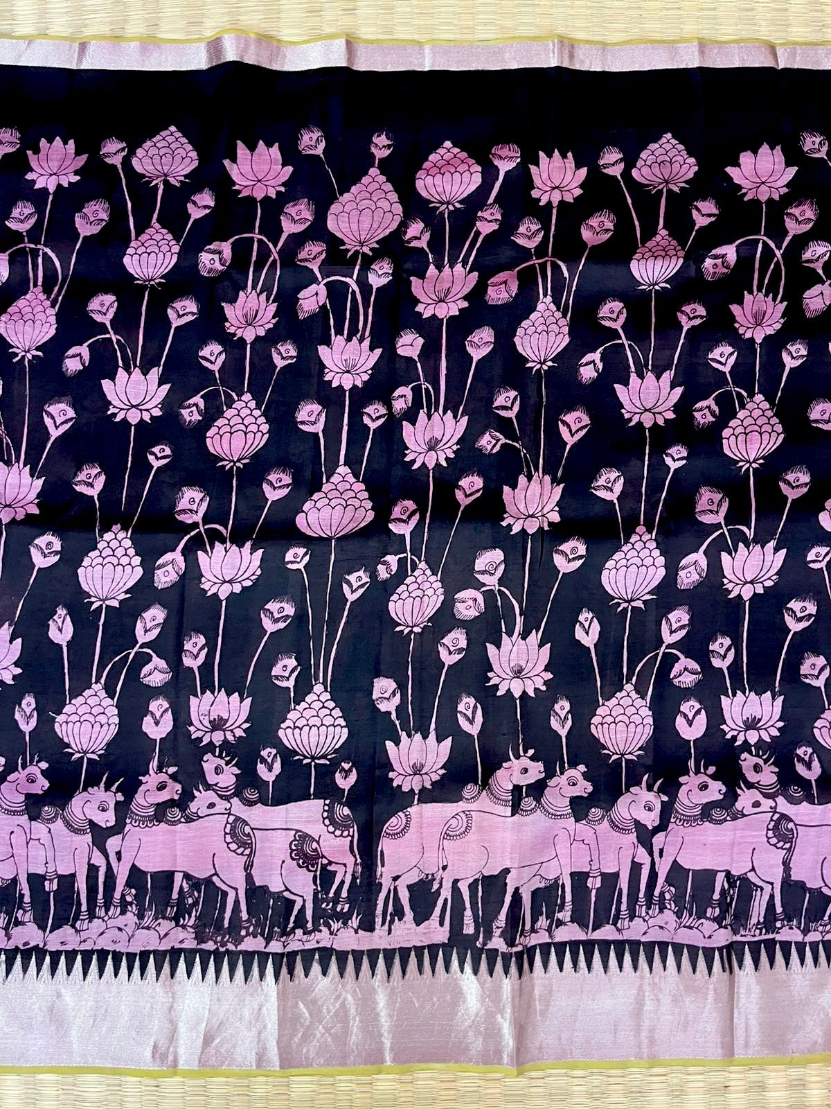 Reverse technique penkalamkari saree