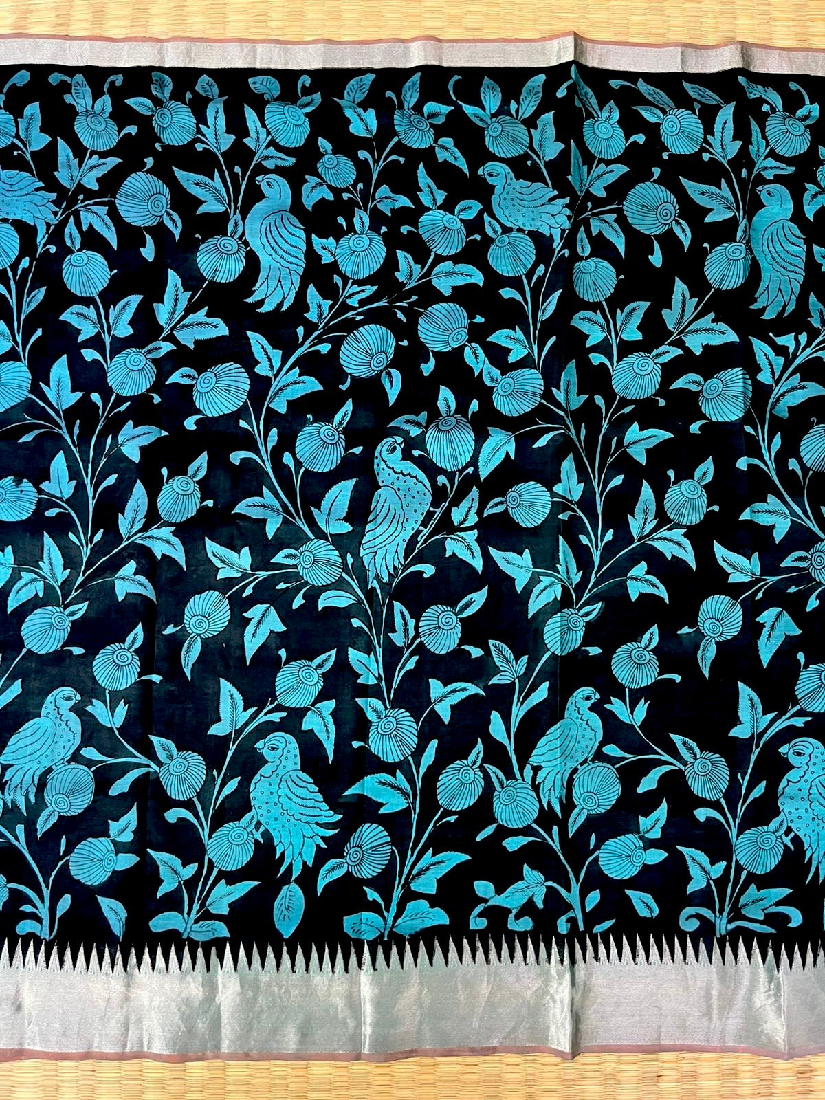 Reverse technique penkalamkari saree