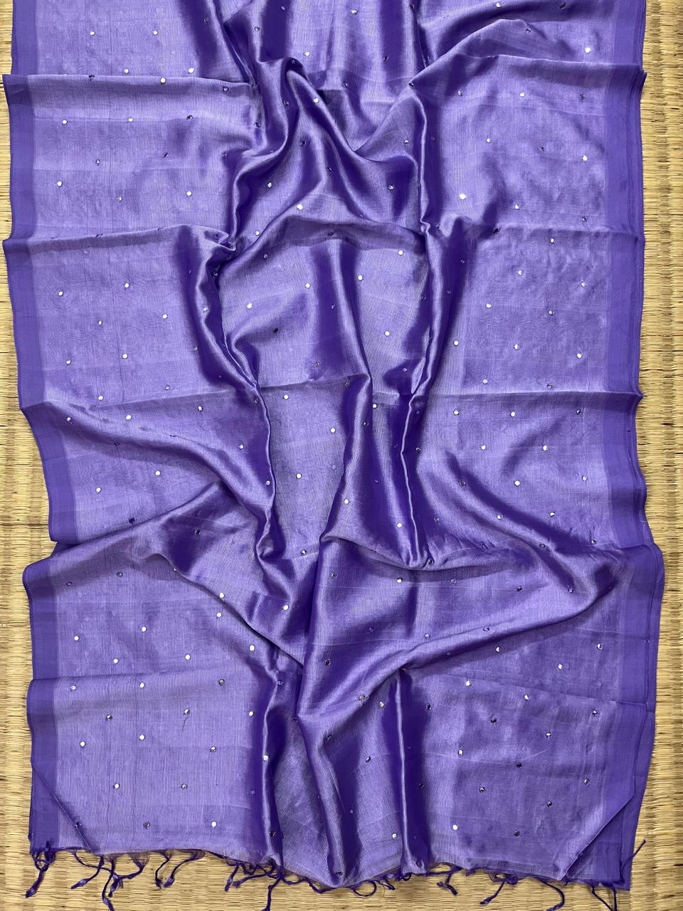 Silkcotton mirror work saree