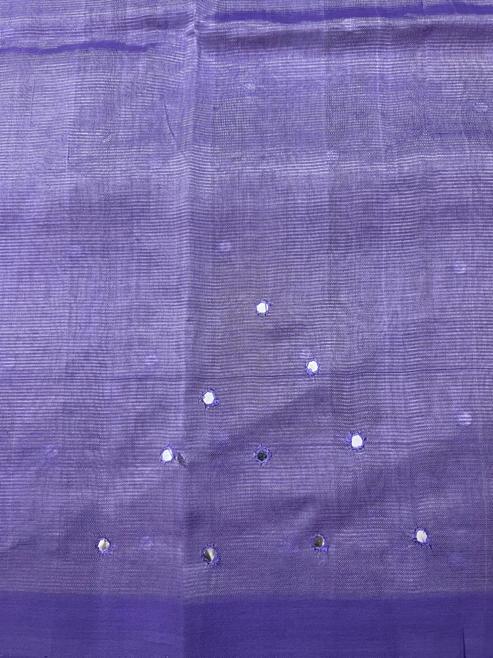 Silkcotton mirror work saree