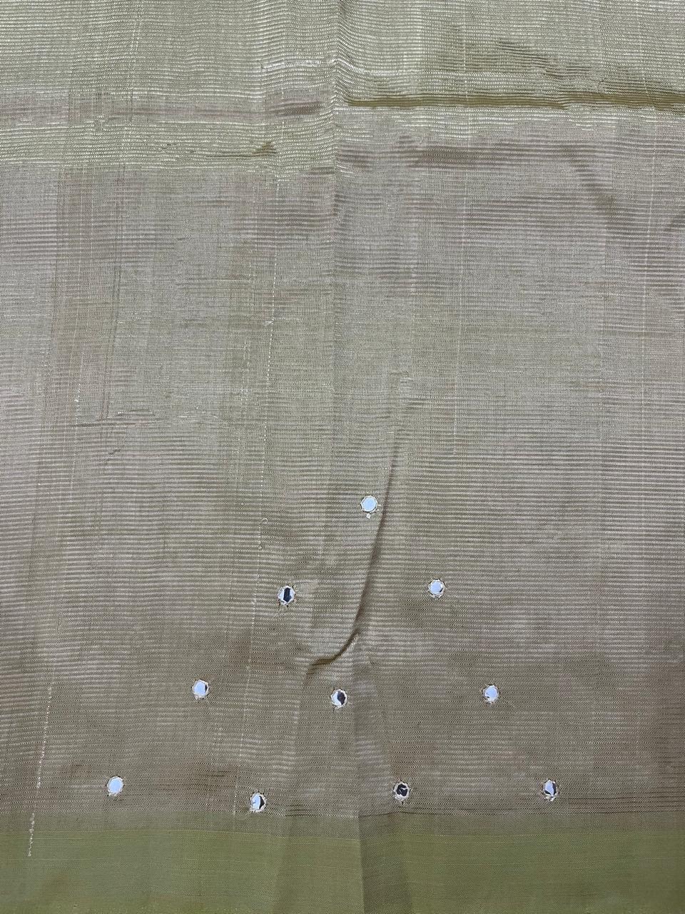 Silkcotton mirror work saree