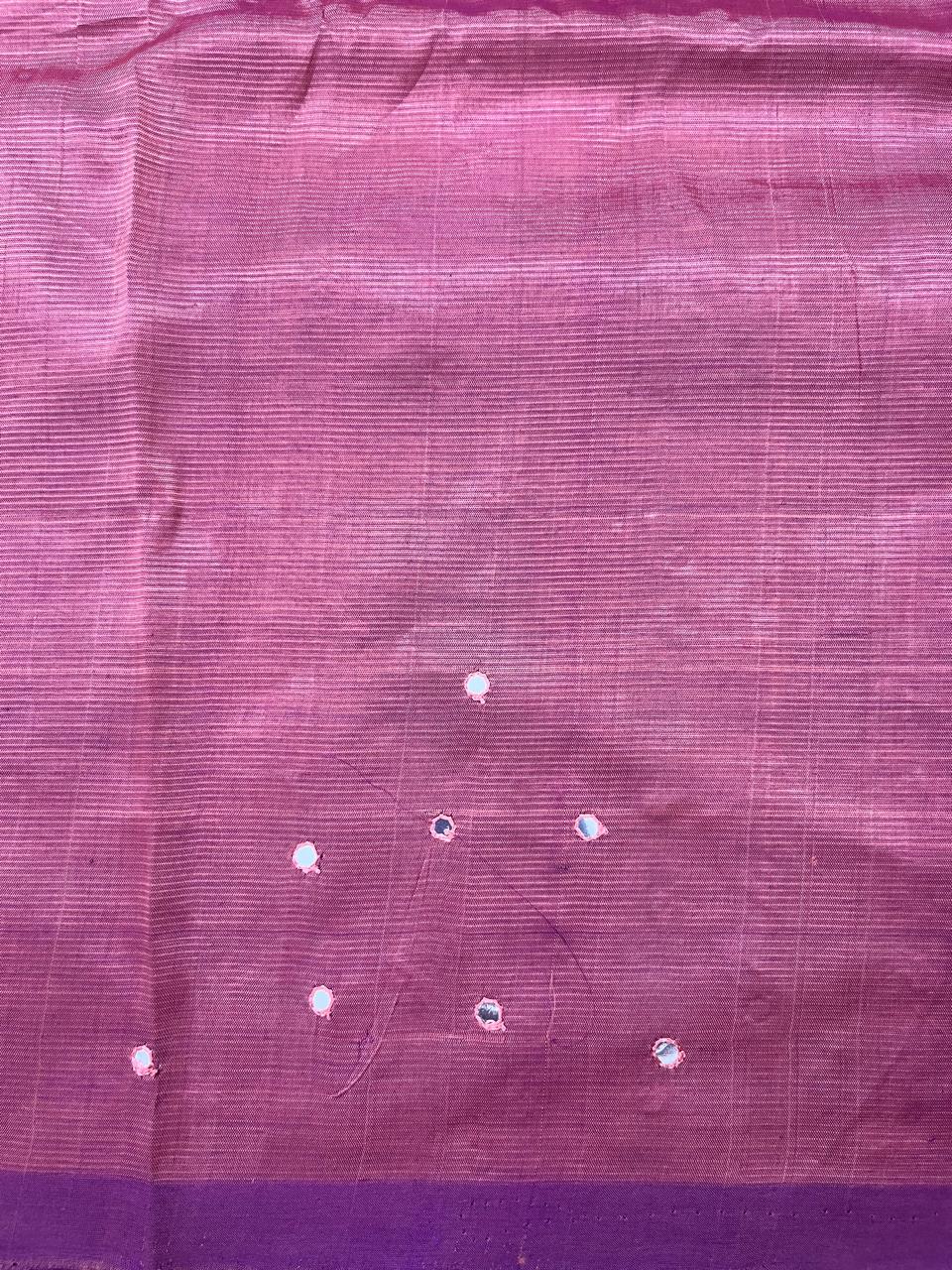 Silkcotton mirror work saree