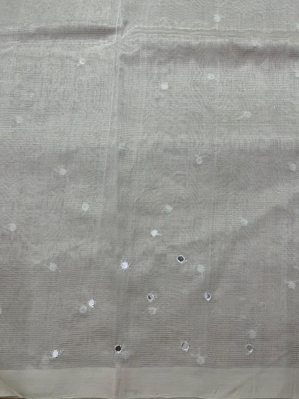 Silkcotton mirror work saree
