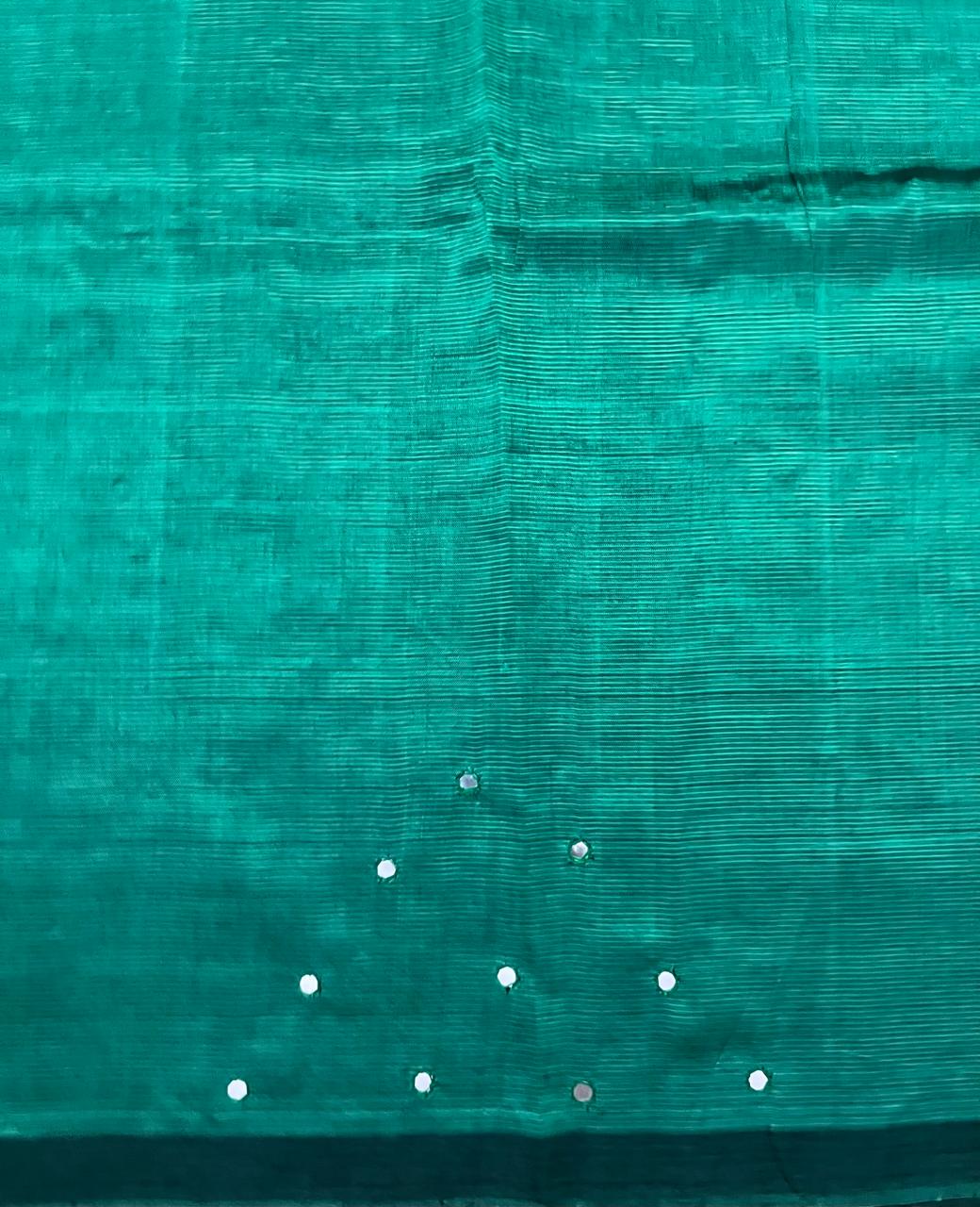 Silkcotton mirror work saree