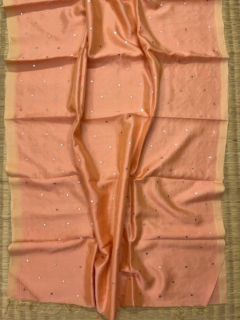 Silkcotton mirror work saree