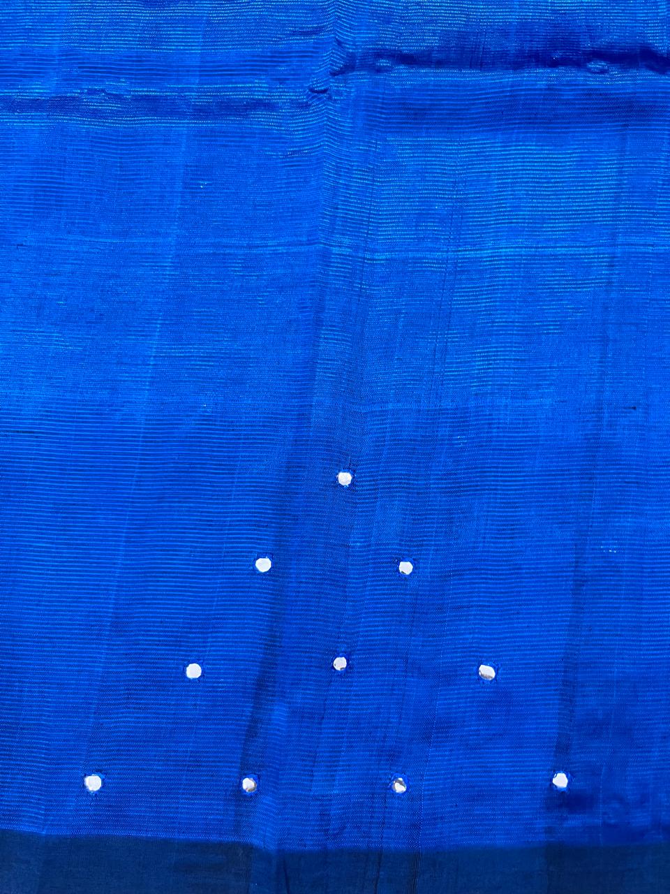 Silkcotton mirror work saree