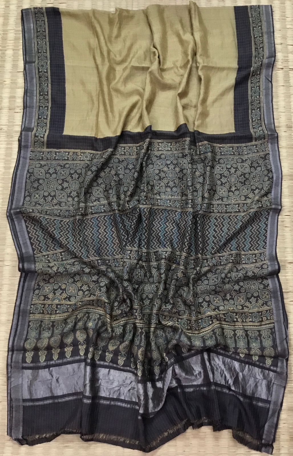 Silkcotton ajrakh saree