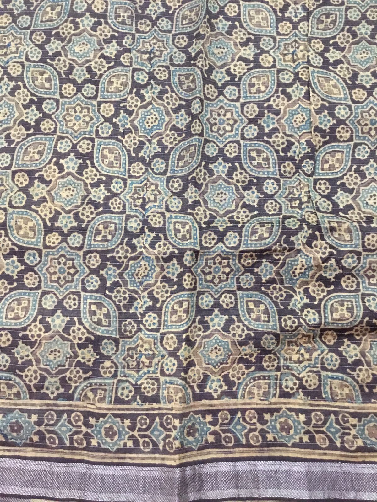 Silkcotton ajrakh saree