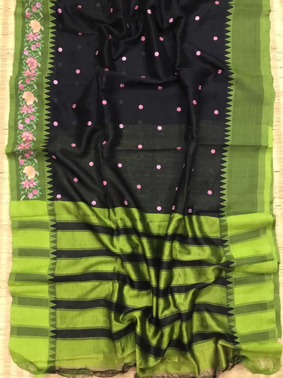 Silkcotton embroidery saree