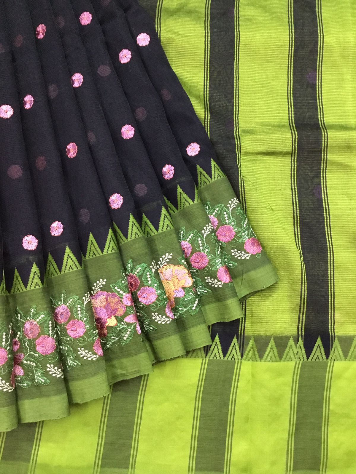 Silkcotton embroidery saree