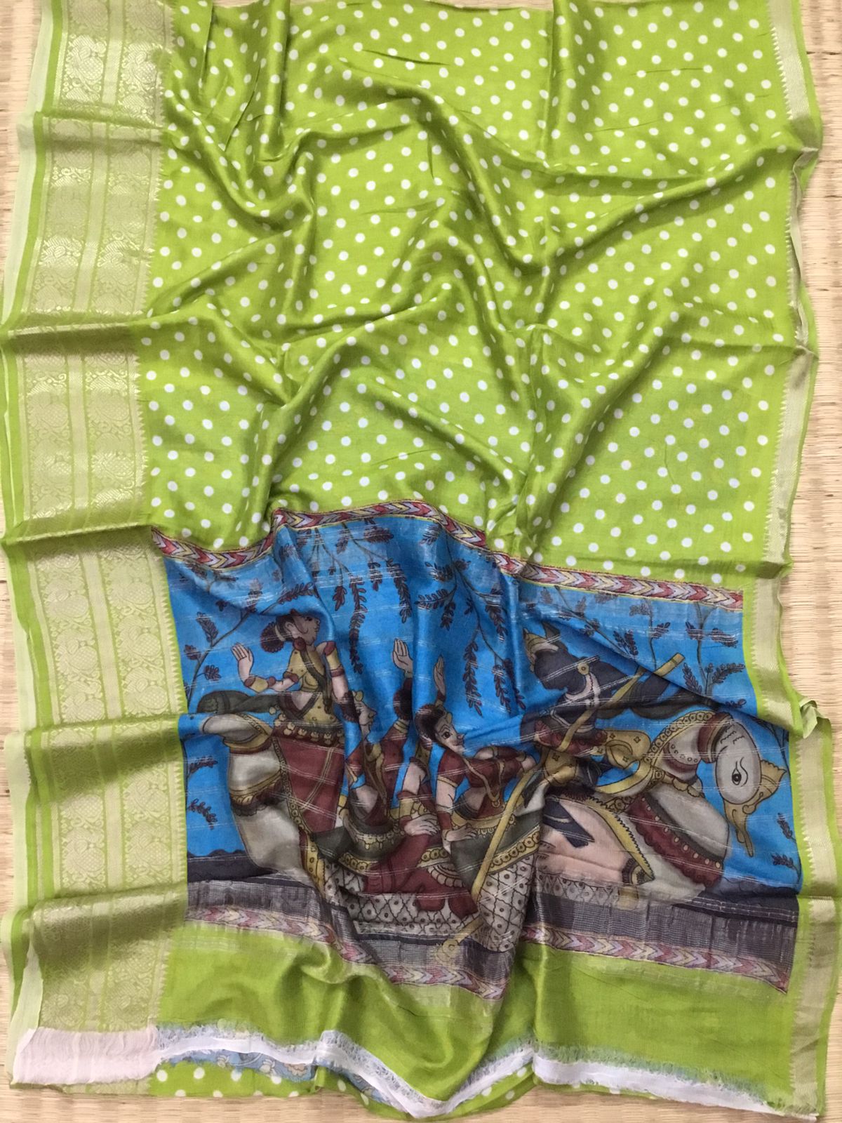 Silkcotton polka dots saree