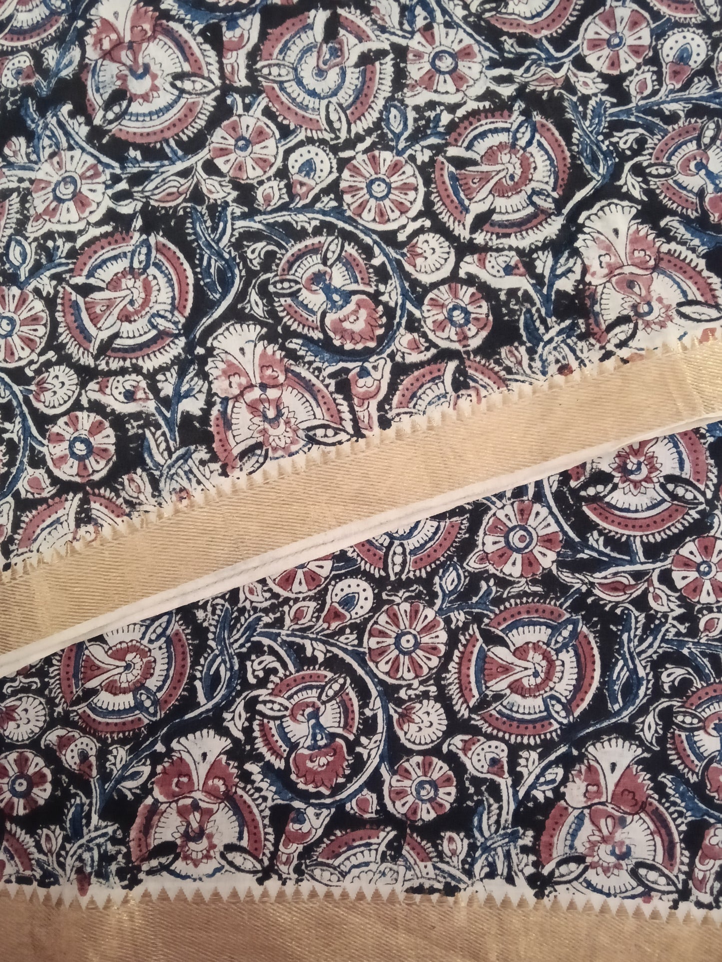Cotton kalamkari block print fabric