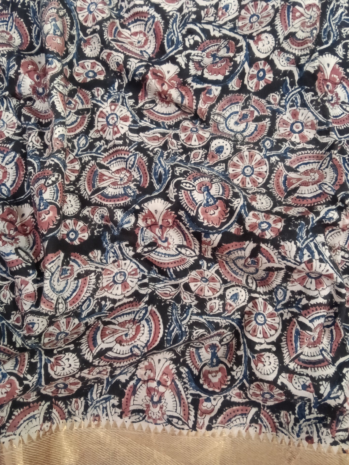 Cotton kalamkari block print fabric