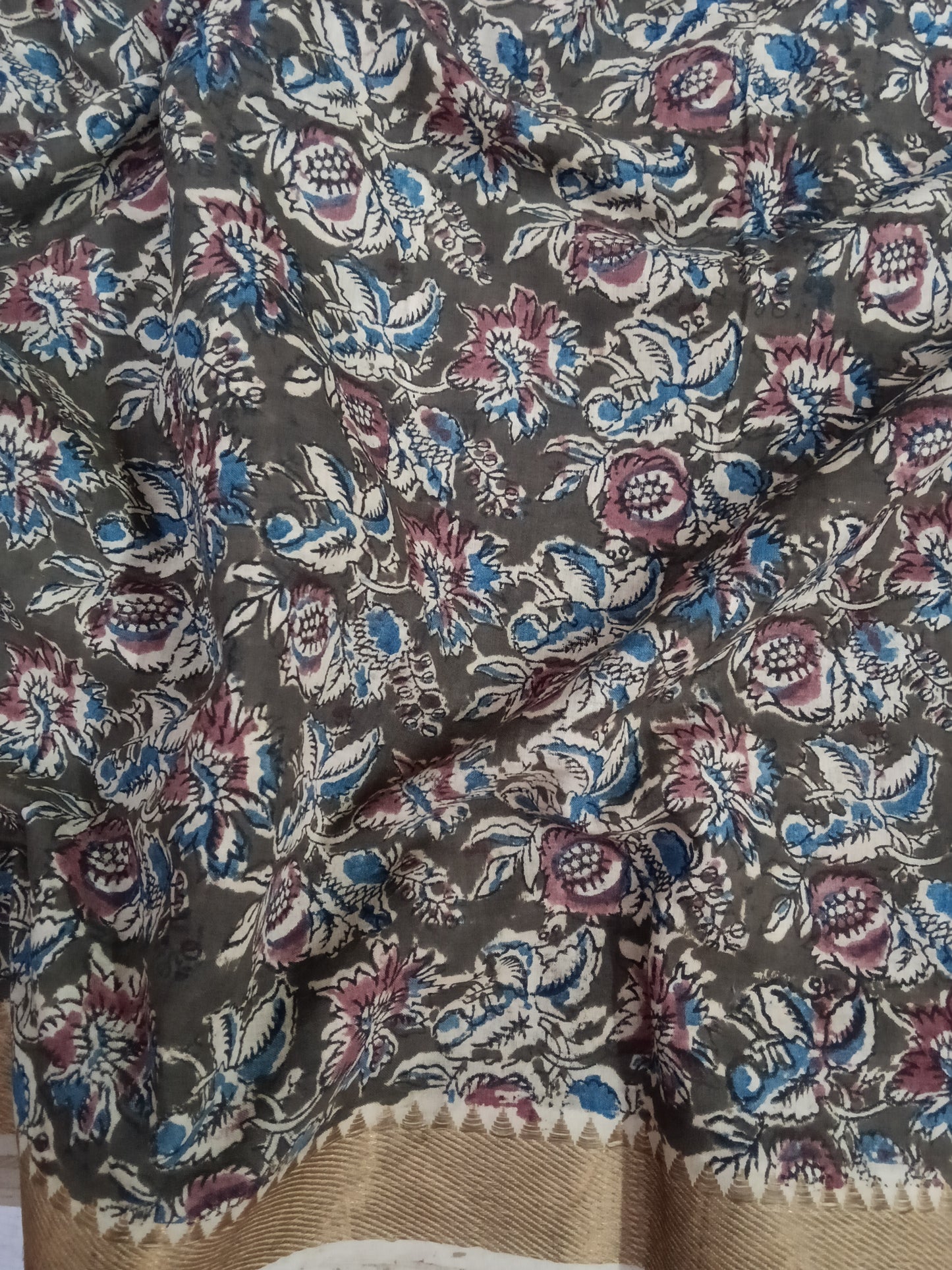 Cotton kalamkari block print fabric
