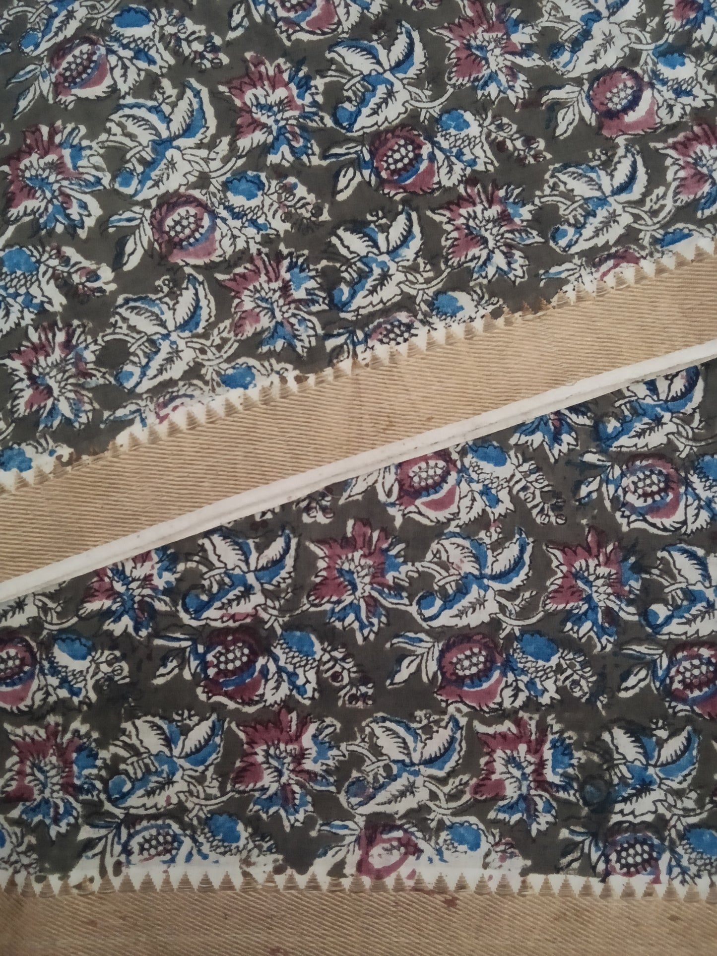 Cotton kalamkari block print fabric