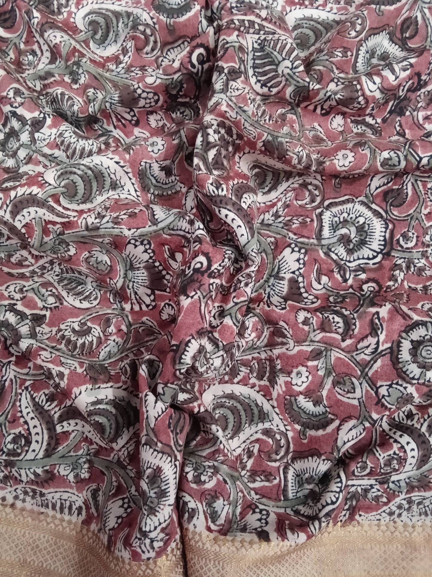 Cotton kalamkari block print fabric