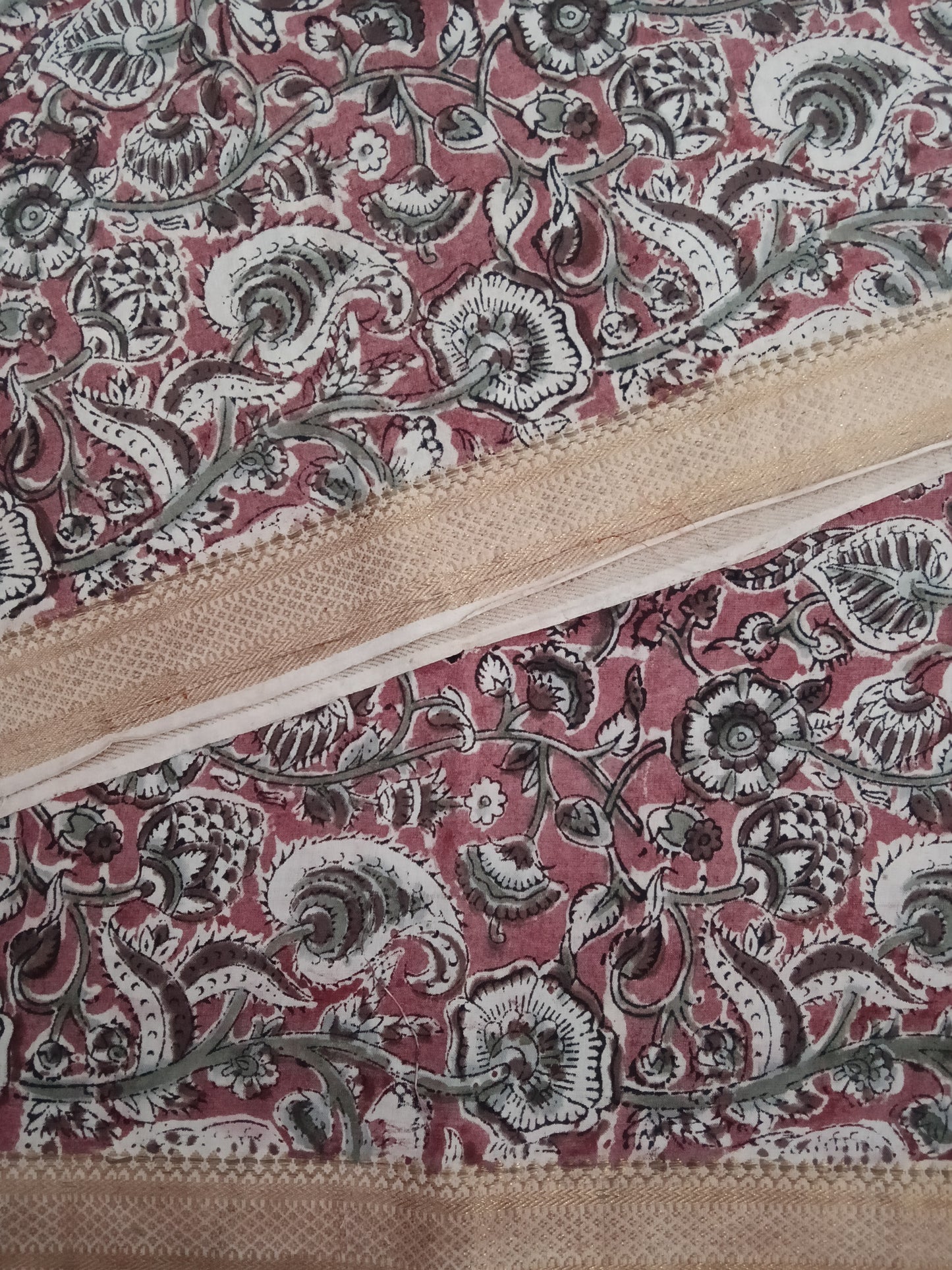 Cotton kalamkari block print fabric