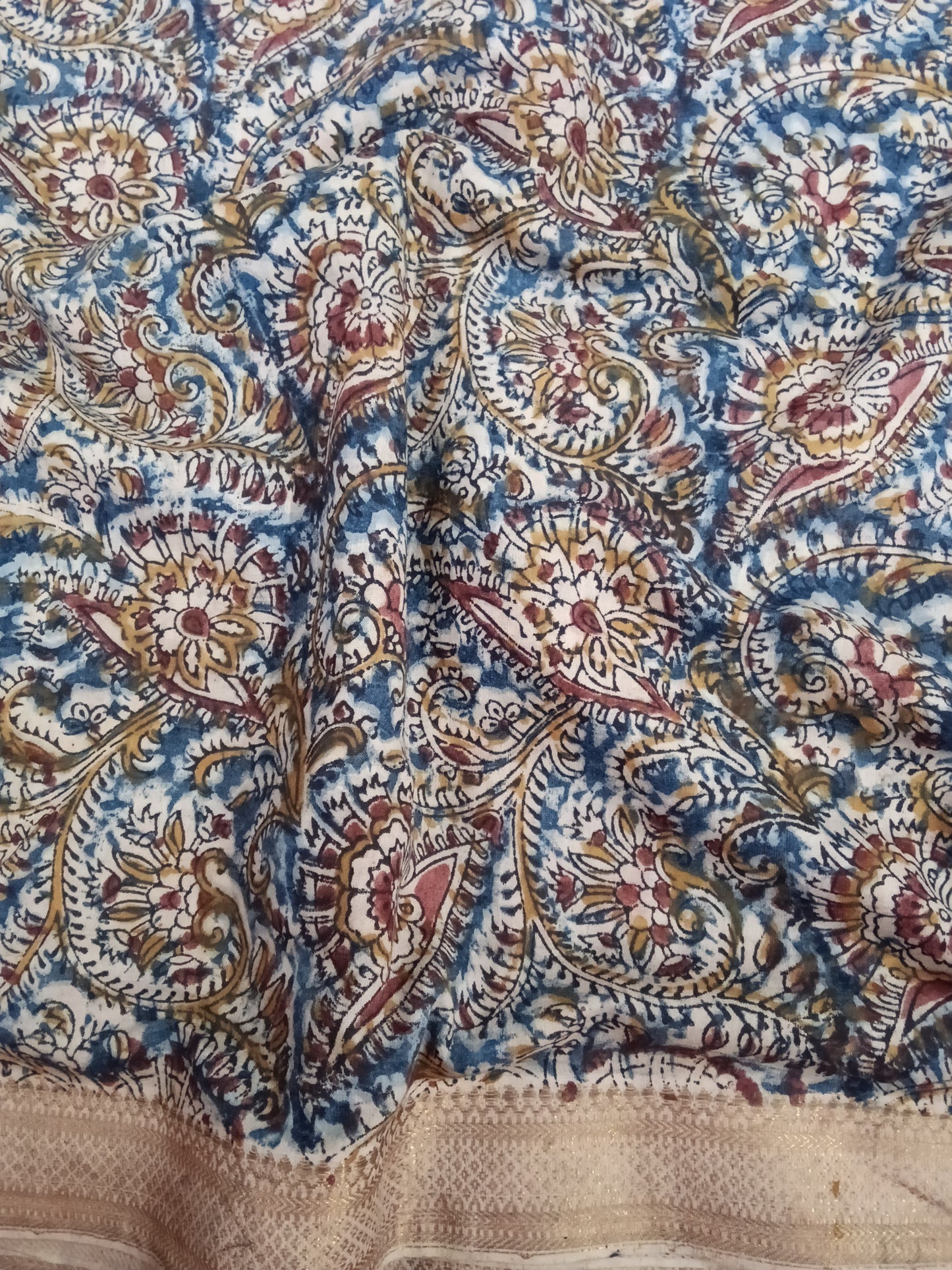 Cotton kalamkari block print fabric