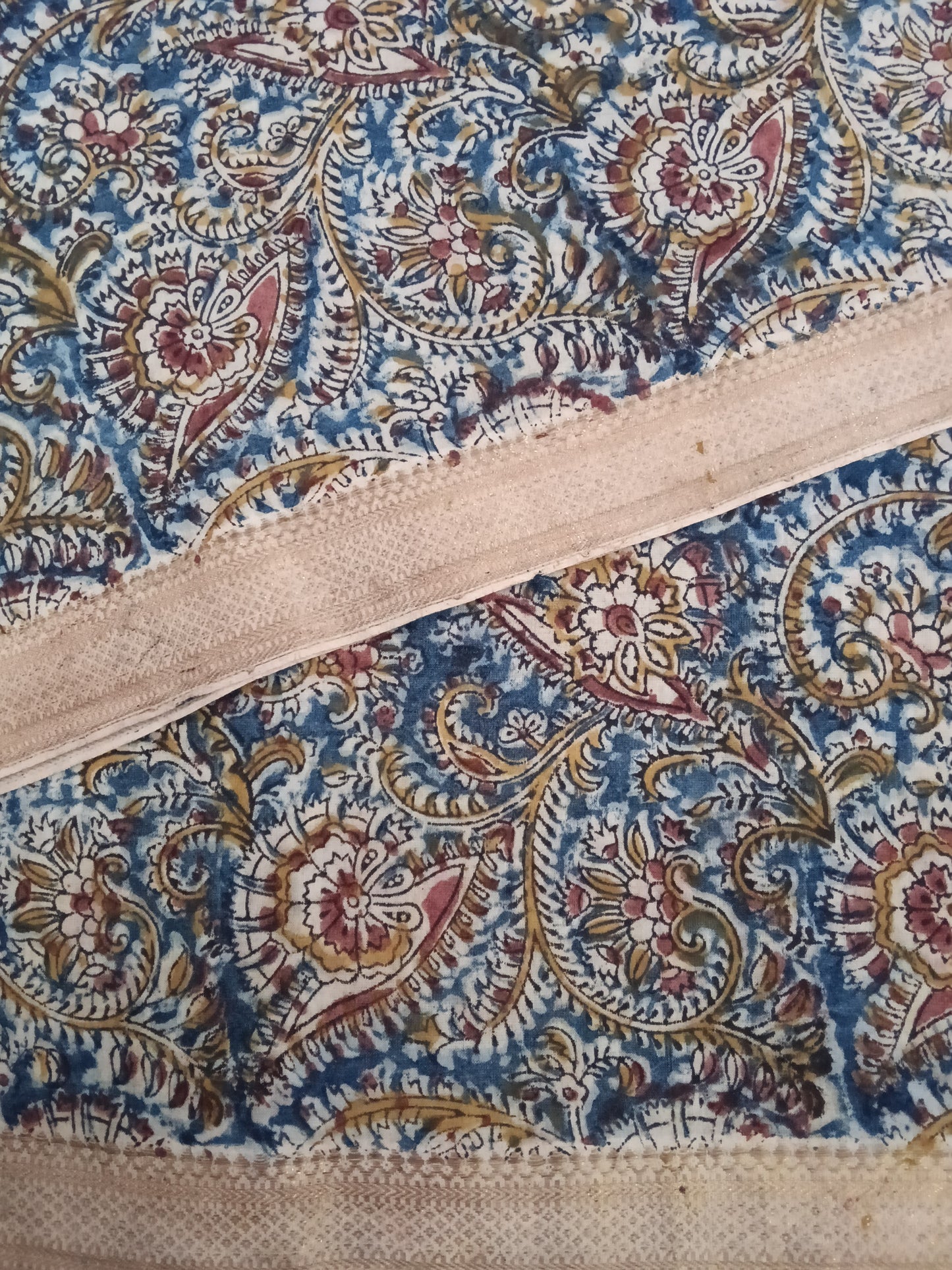 Cotton kalamkari block print fabric
