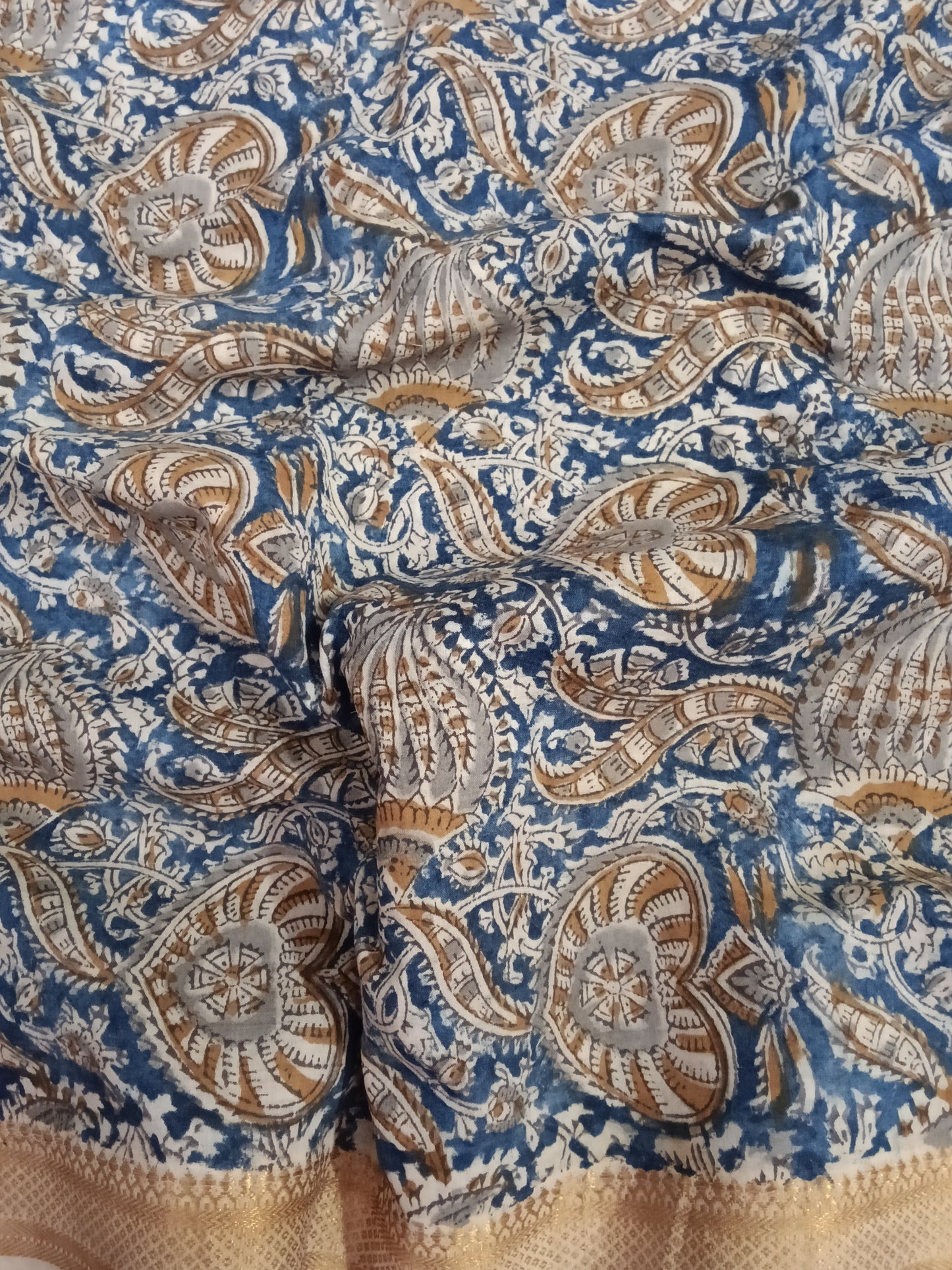 Cotton kalamkari block print fabric