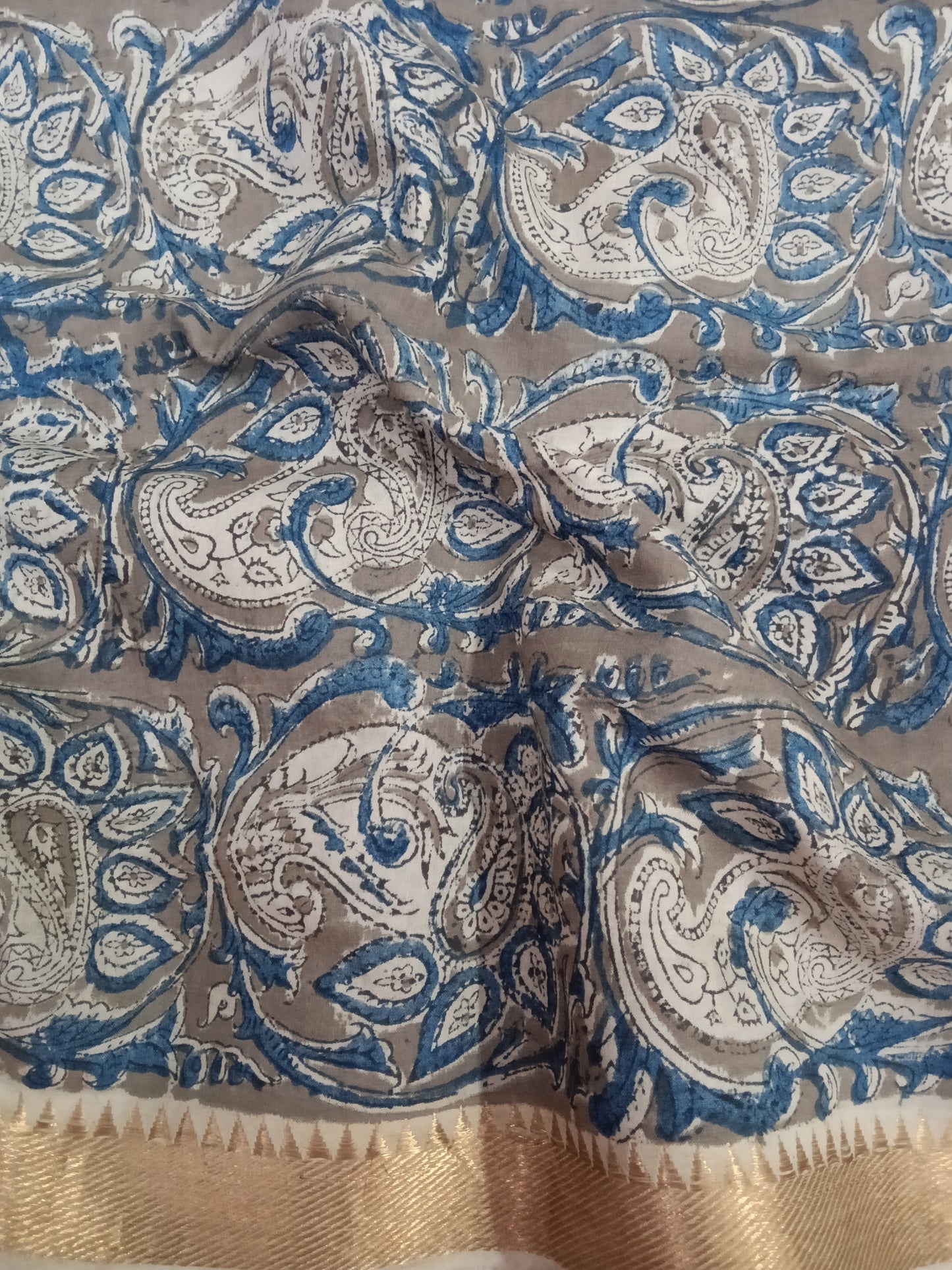 Cotton kalamkari block print fabric