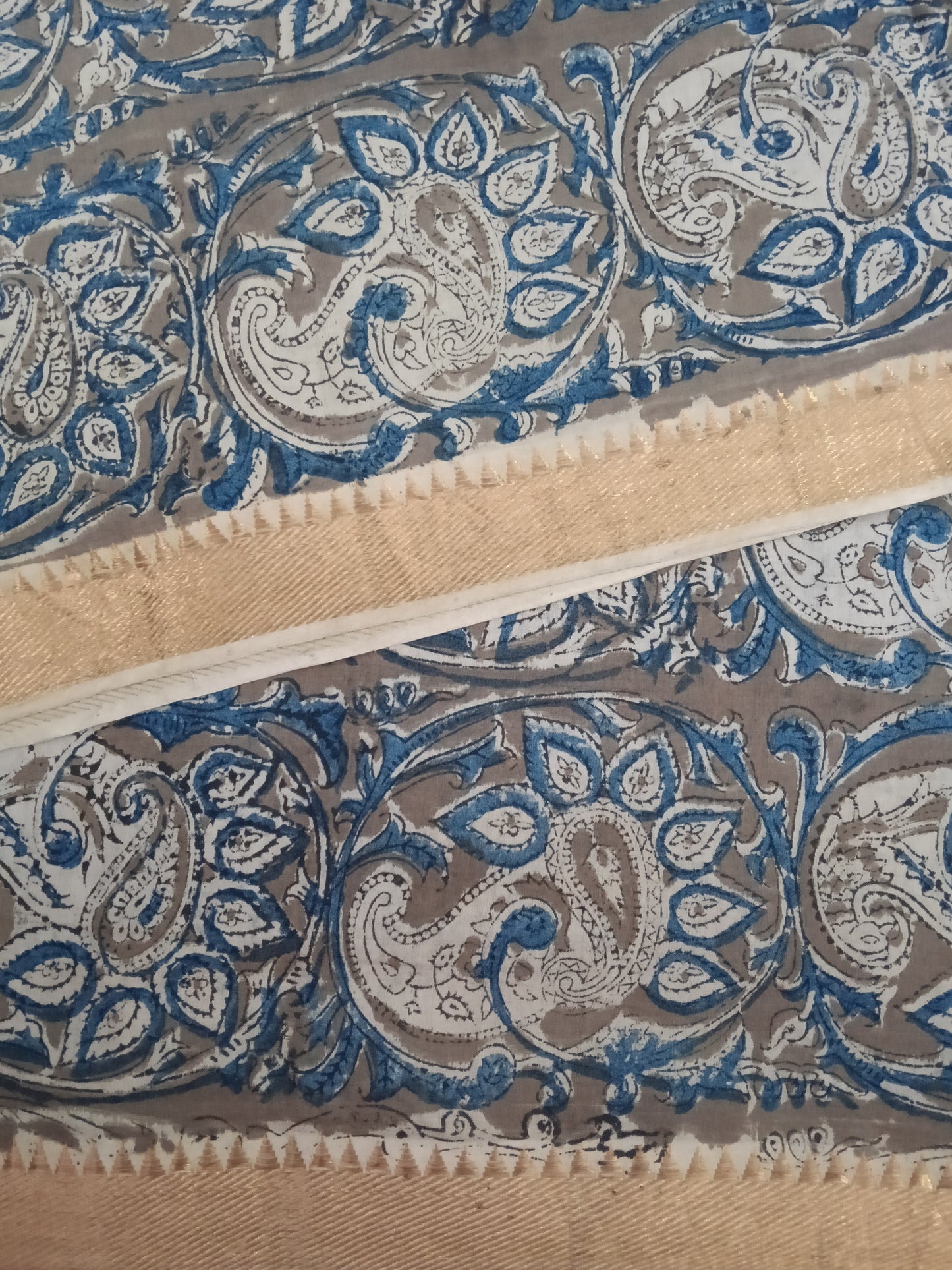 Cotton kalamkari block print fabric