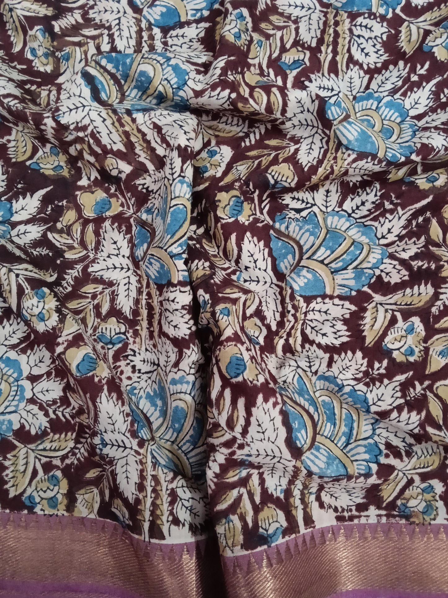 Cotton kalamkari block print fabric