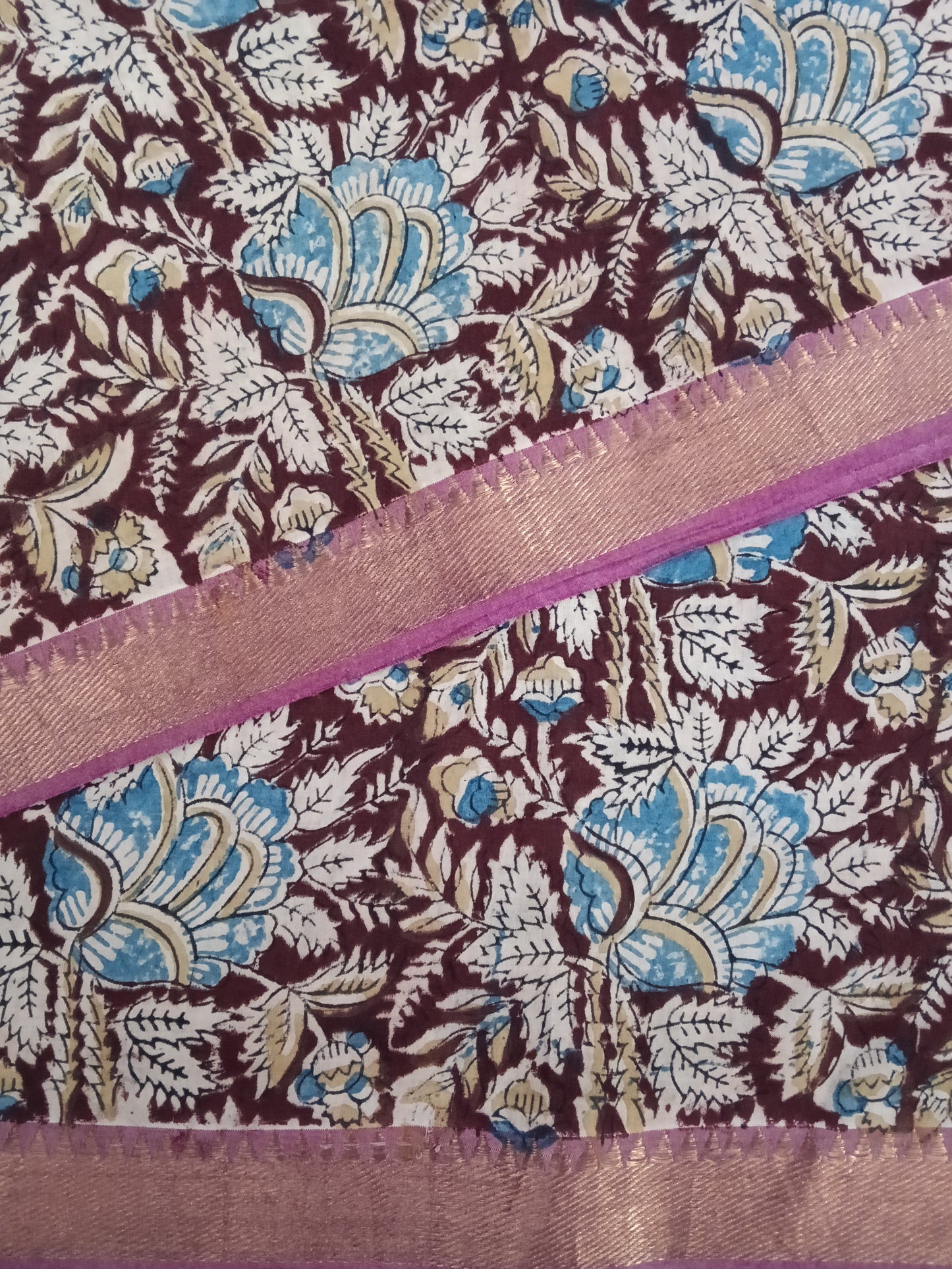 Cotton kalamkari block print fabric