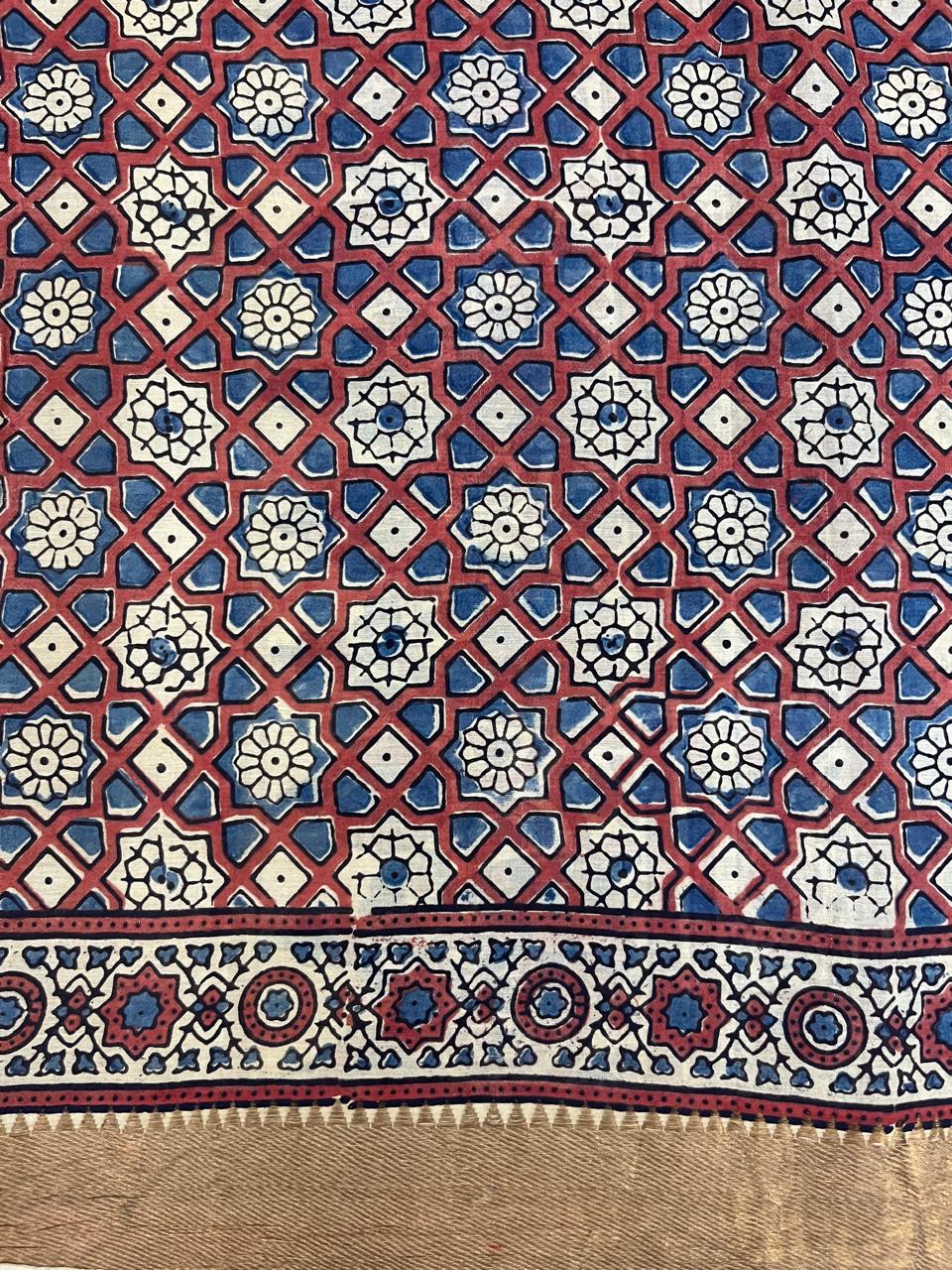 Ajrakh X Pen kalamkari saree