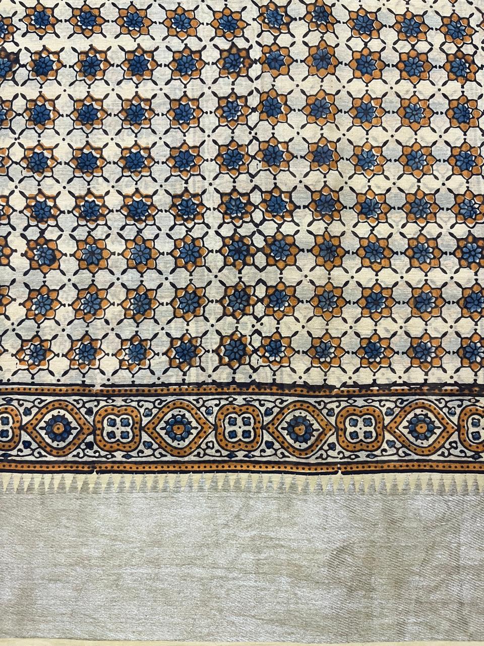 Ajrakh X Pen kalamkari saree