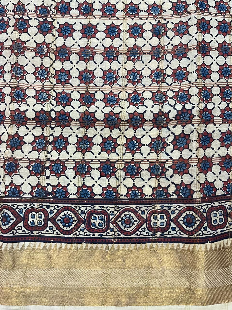 Ajrakh X Pen kalamkari saree