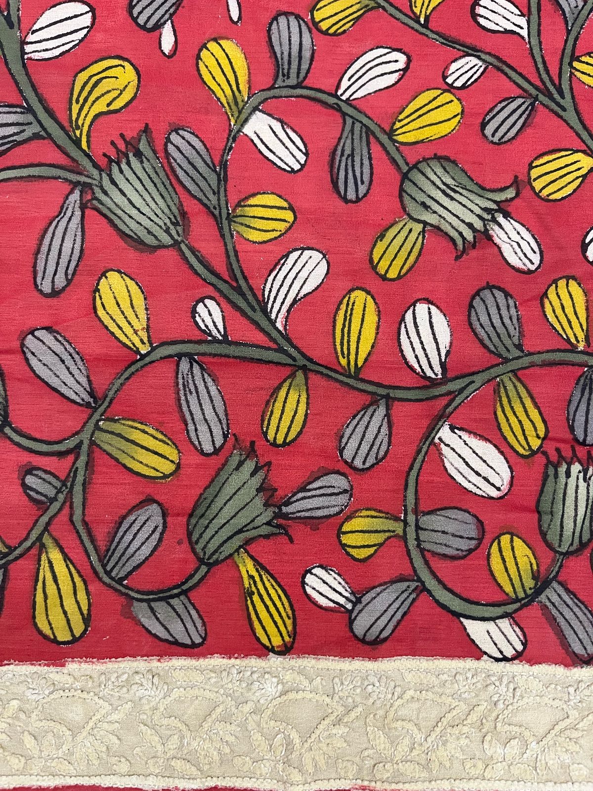 Chikankari X Pen Kalamkari saree