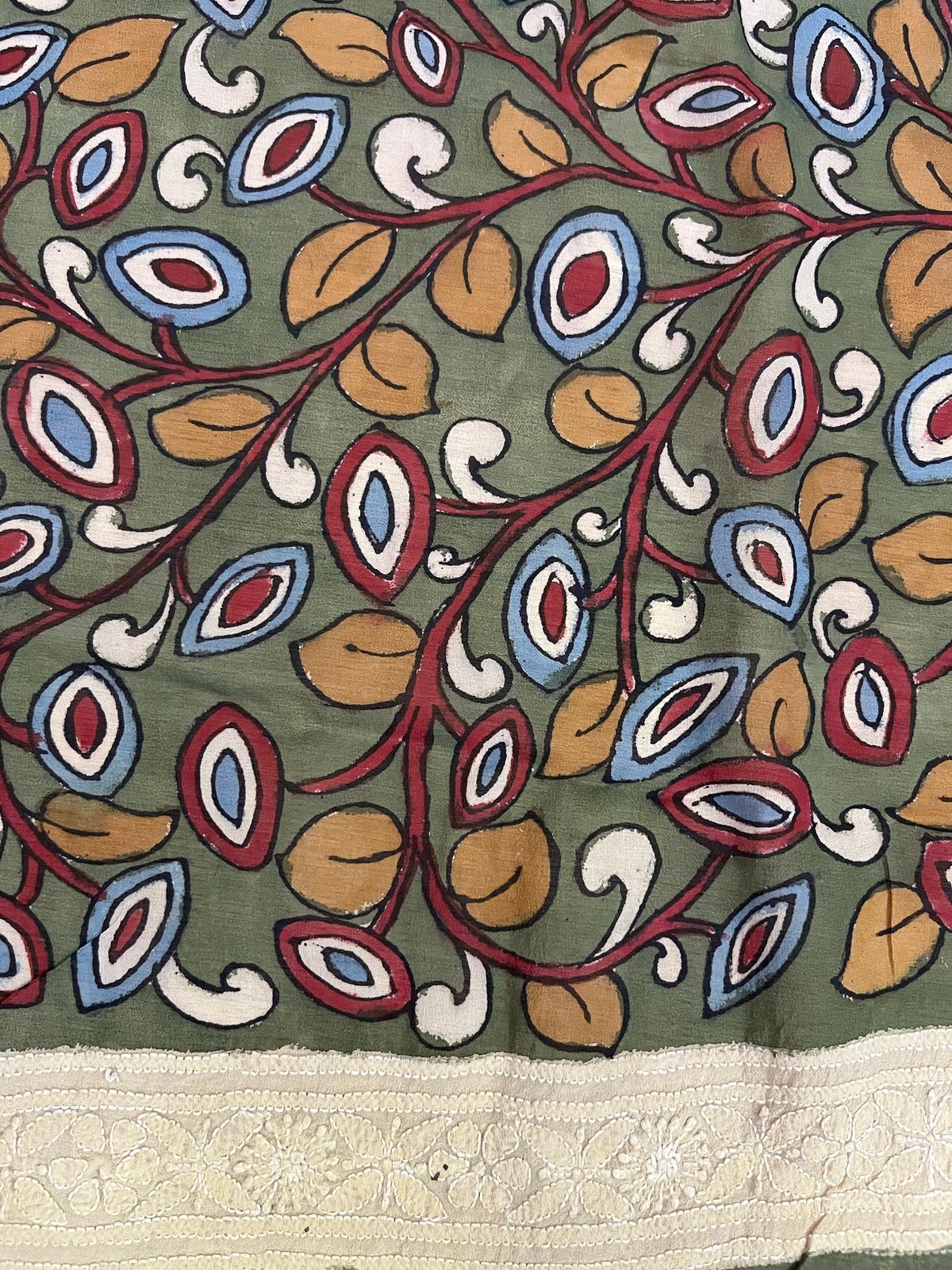 Chikankari X Pen Kalamkari saree
