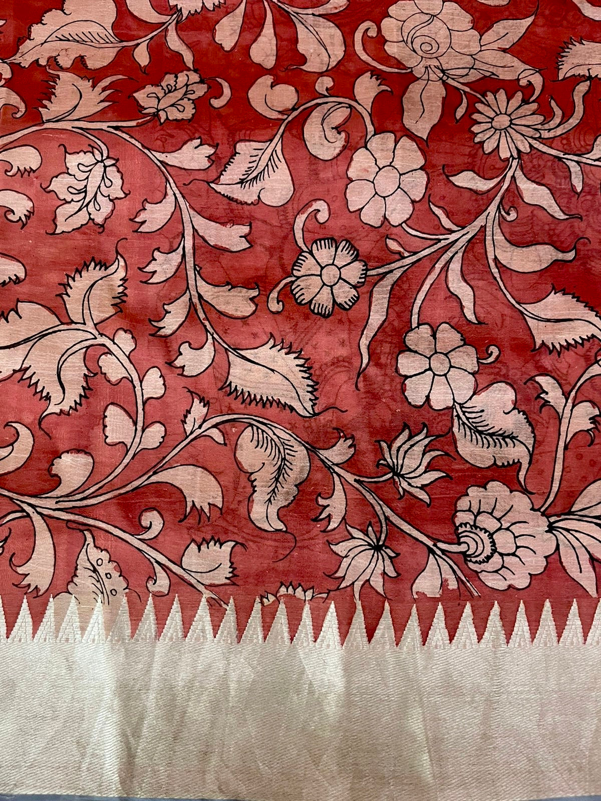 Reverse technique penkalamkari saree
