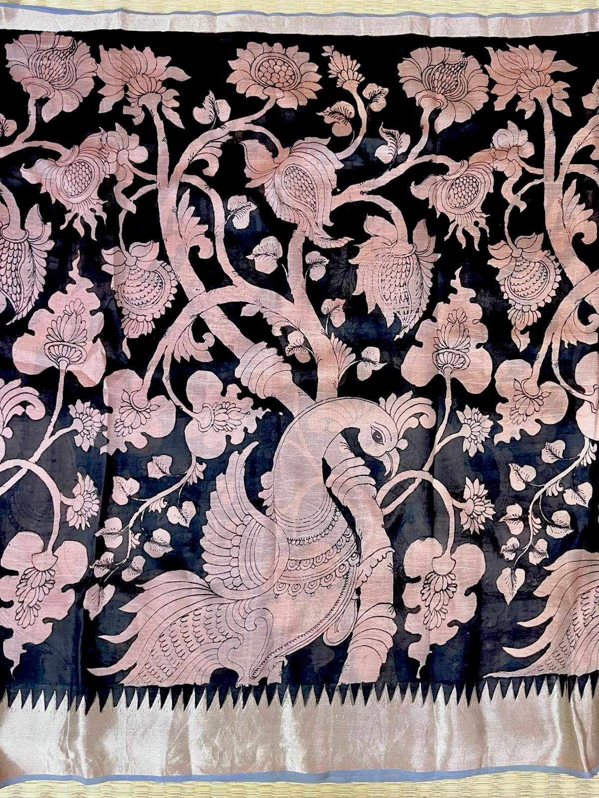 Reverse technique penkalamkari saree