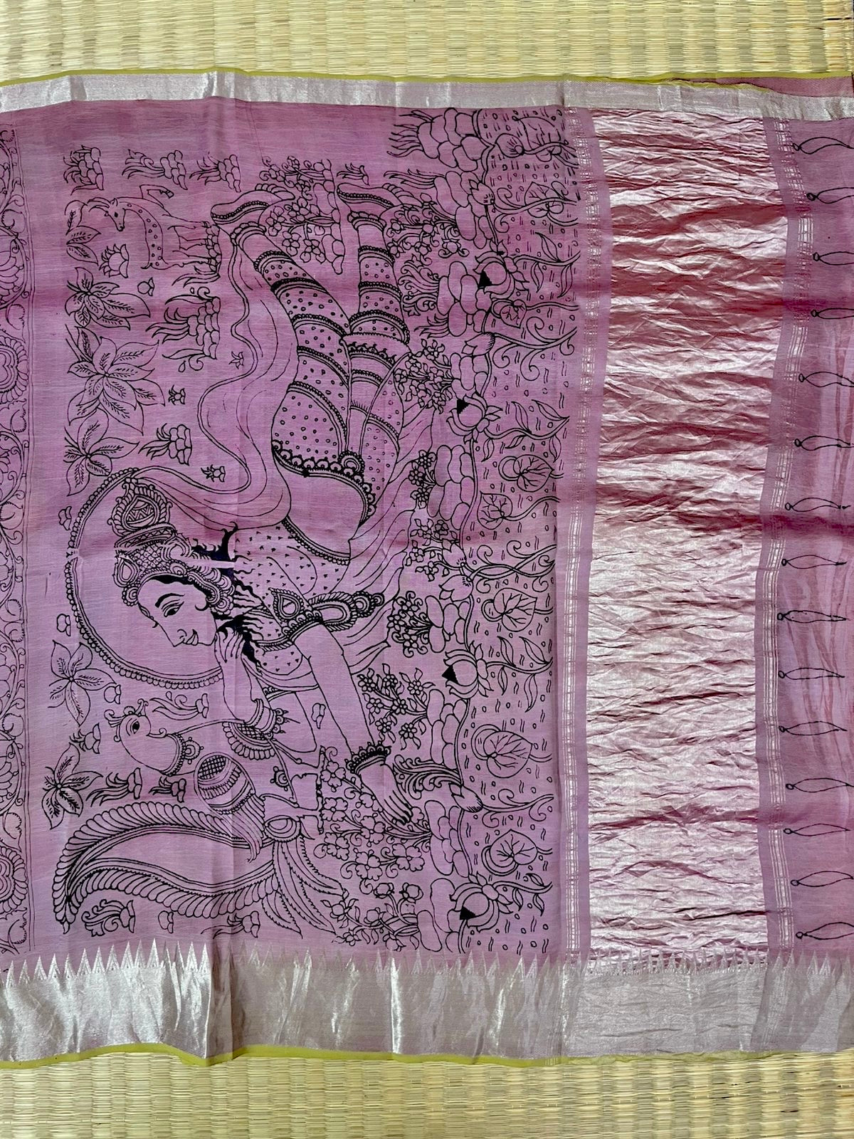 Reverse technique penkalamkari saree
