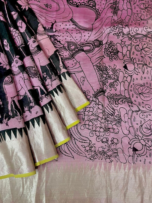 Reverse technique penkalamkari saree