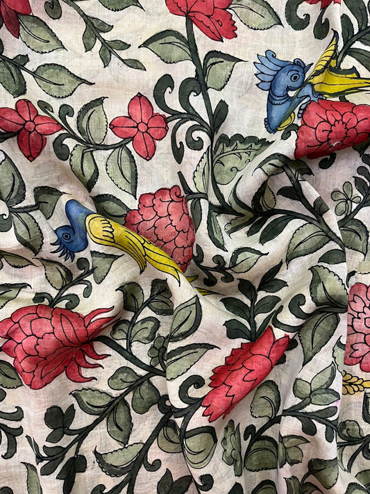 Penkalamkari Chanderi fabric