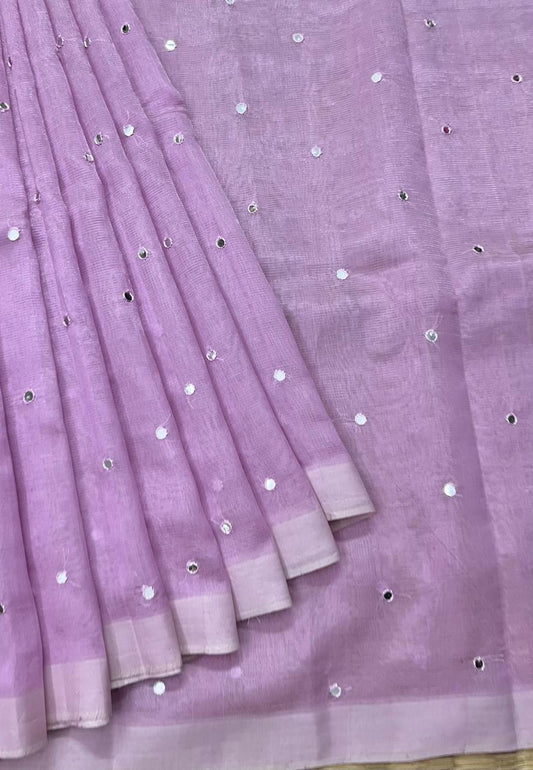 Silkcotton mirror work saree