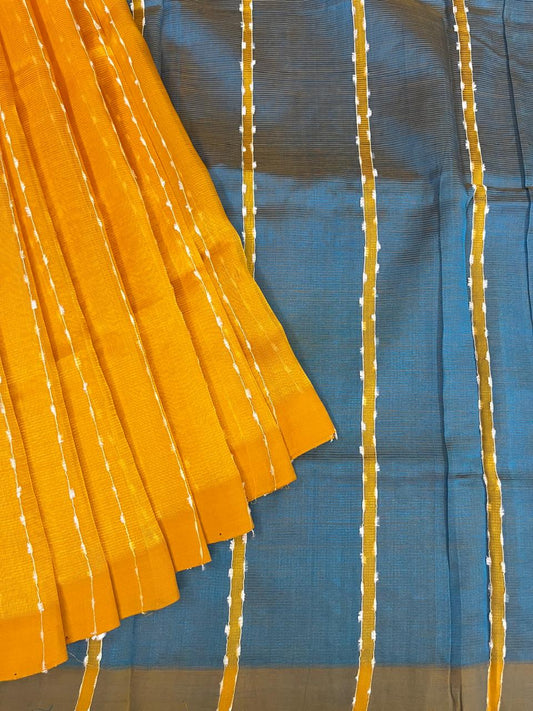 Silk cotton jute line saree