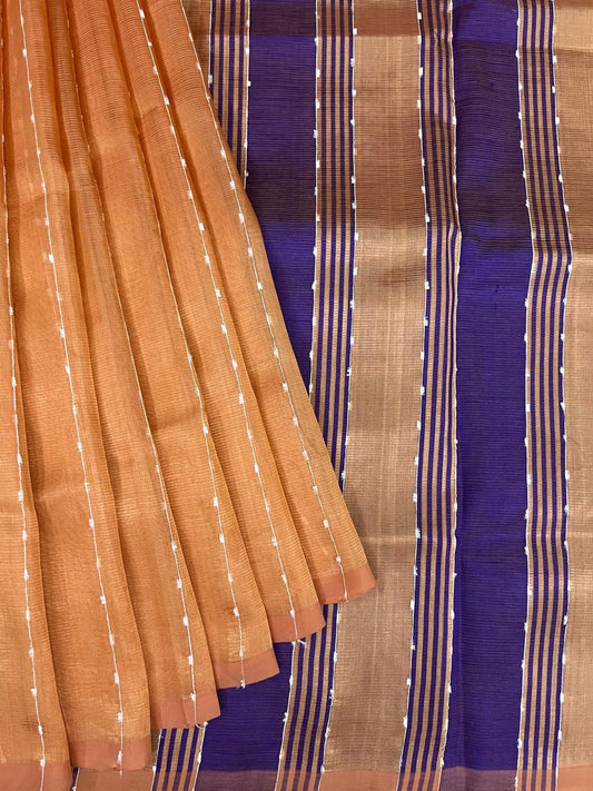 Silk cotton jute line saree