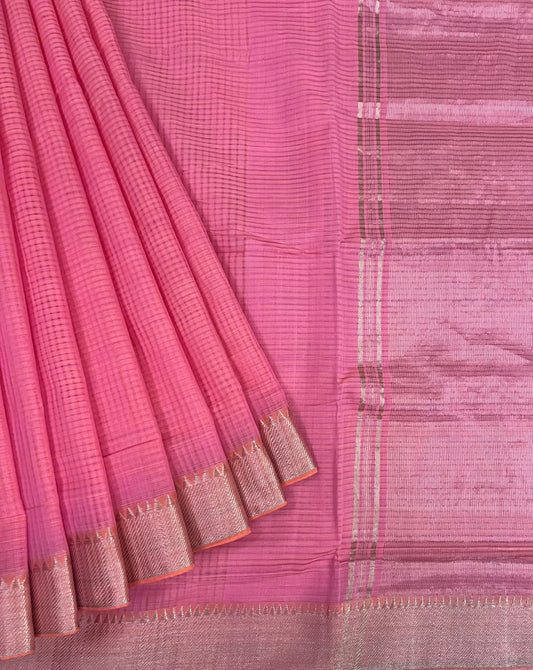 Cotton missing check saree