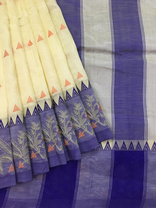 Silkcotton embroidery saree