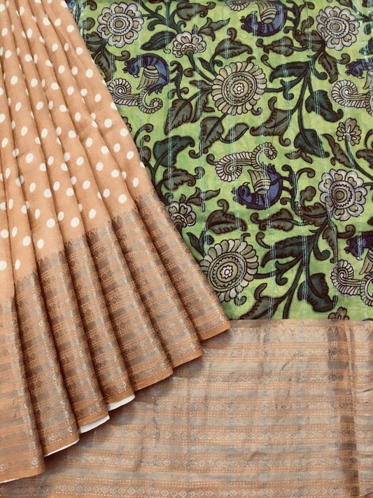 Silkcotton polka dots saree