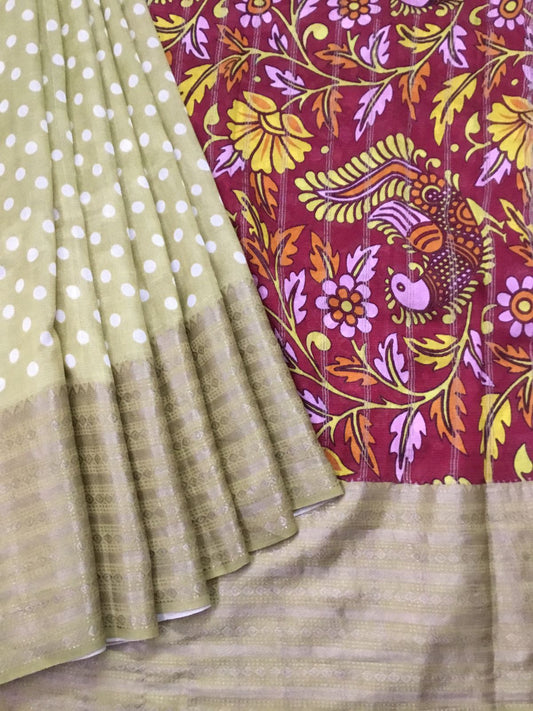 Silkcotton polka dots saree